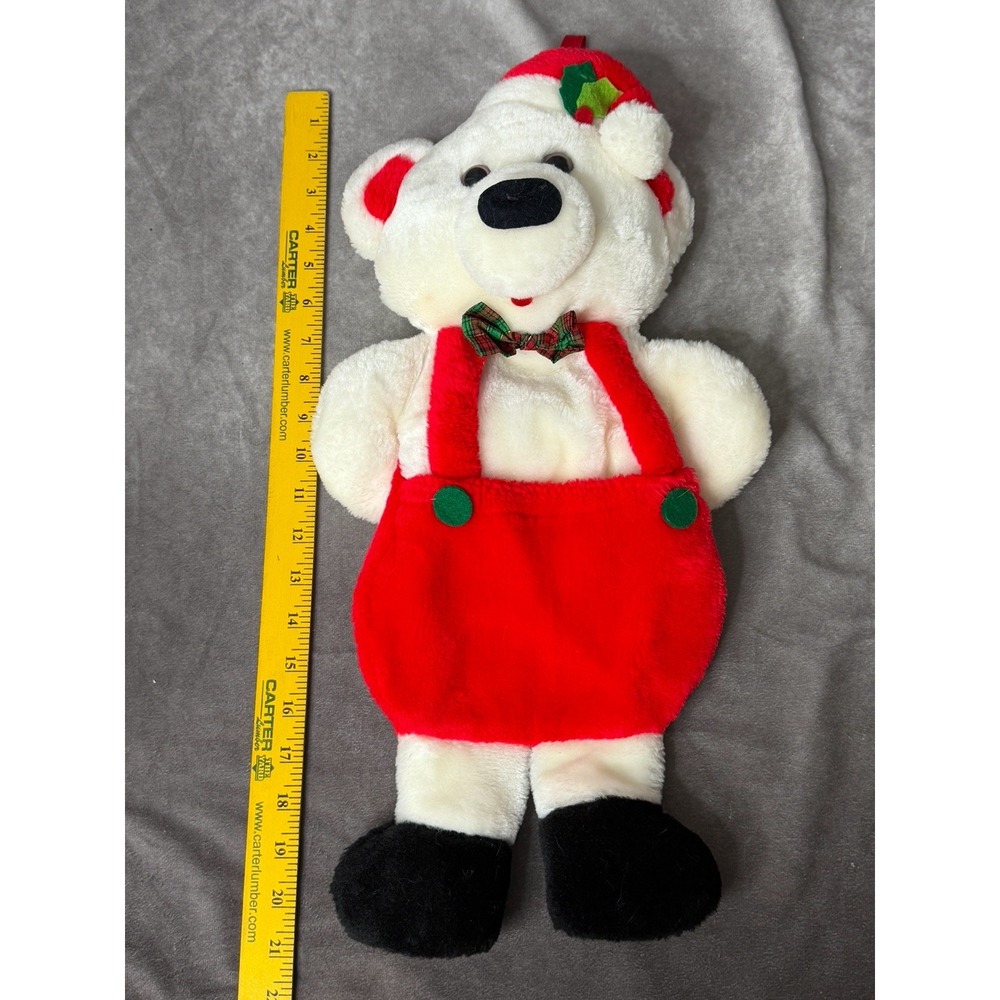 1985 Rennoc Santa's Best 3D White Teddy Bear Plush Christmas Stocking 21" Vtg